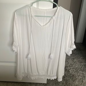 Jeasona Women's Bathing Suit Cover Up Lace Crochet Pool (White Cotton, One Size)